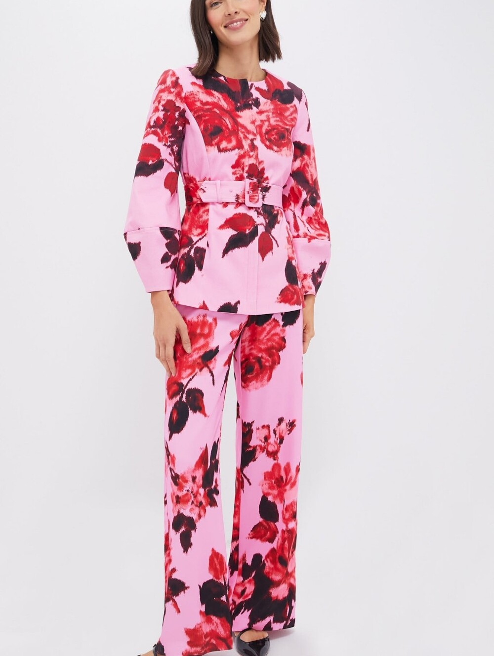 Tuckernuck Cerise Blossom Long Sleeve Rhoda Tunic Top With belt And Pants Bundle